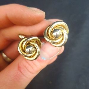 Silver and gold tone knotted cufflinks